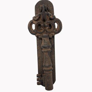 Vintage Style Rustic Cast Iron Key Door Knocker 8" tall